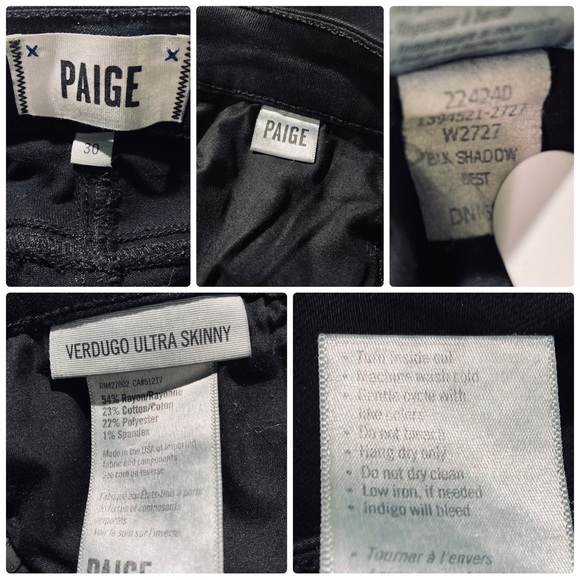 PAIGE - Verdugo Ultra Skinny Black Denim Jeans - Size 30 - Picture 8 of 15